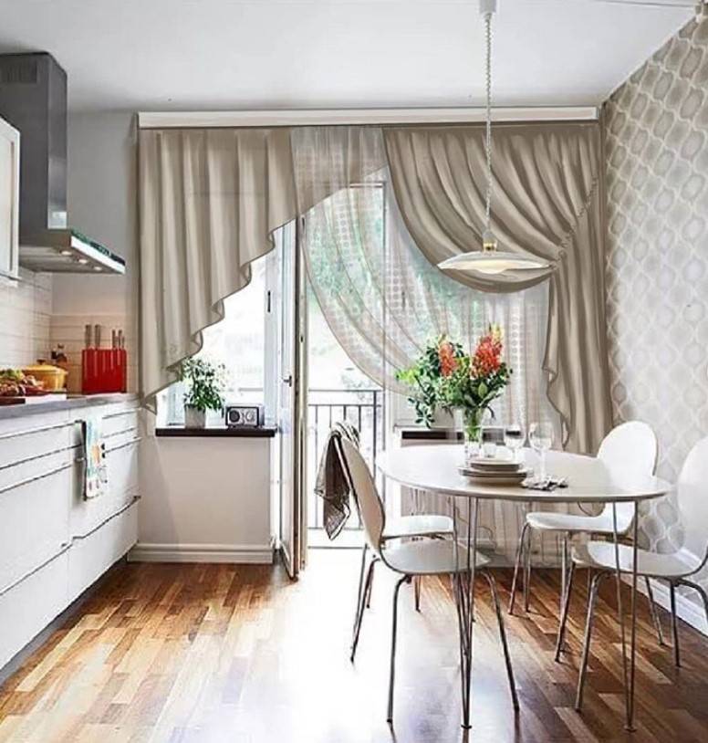 Дизайн шторы с ламбрекеном на кухню + 145 фото