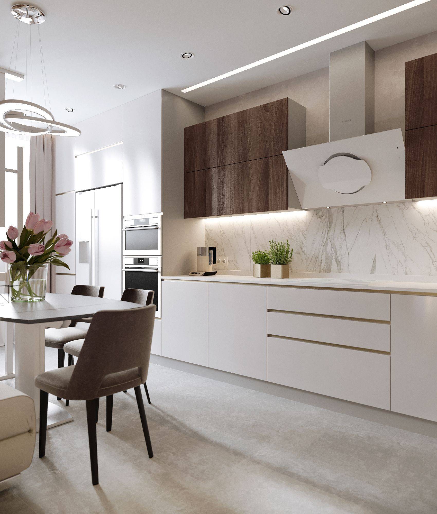 Кухонные гарнитуры светлые в современном стиле фото