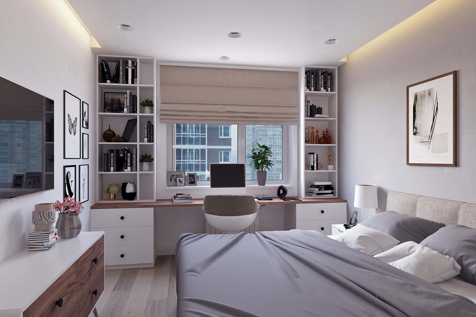 спальня кабинет современный дизайн