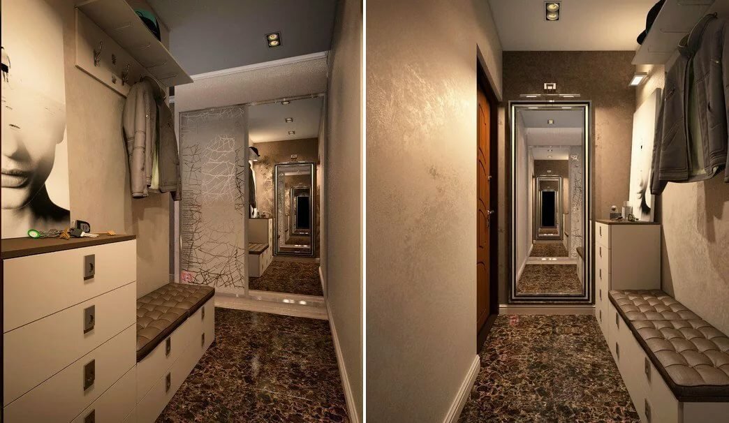 Узкий коридор дизайн фото в квартире реальные фото