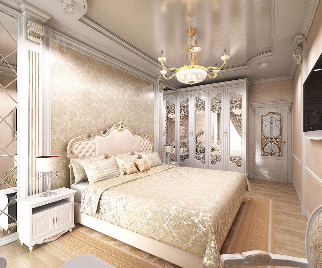 Интерьер спальни 14 кв м в классическом стиле в квартире фото