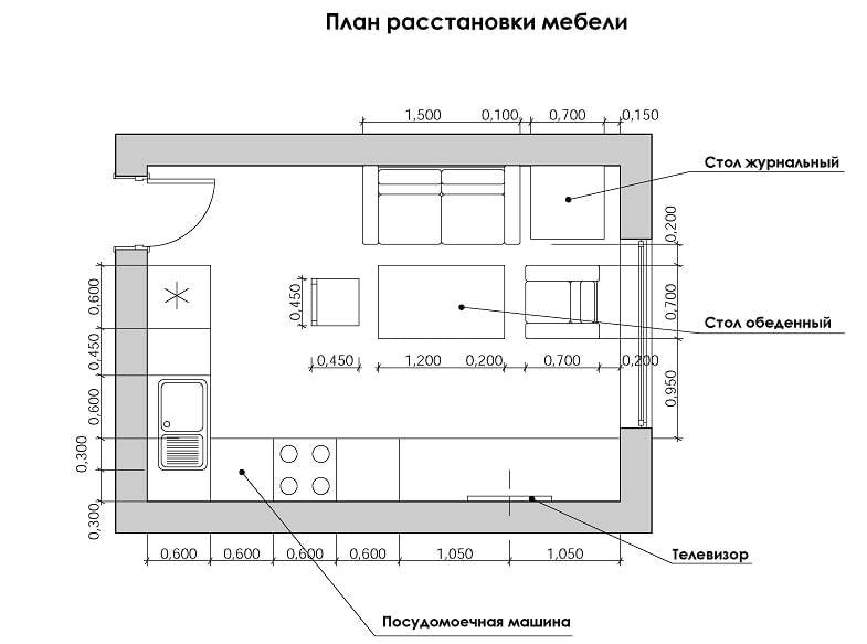 Планировка кухни схема