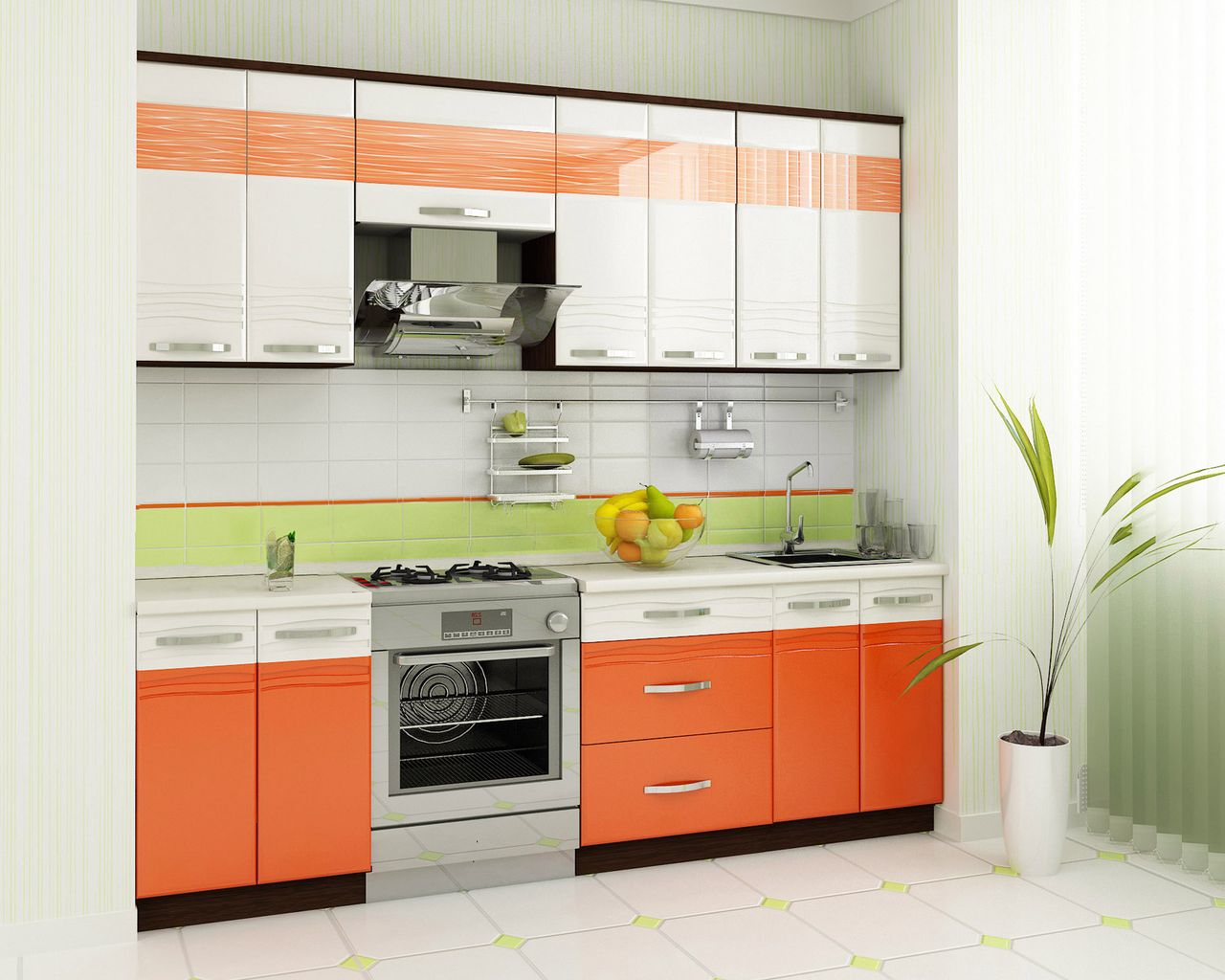 Кухня оранжевого цвета: какие шторы к ней подобрать?