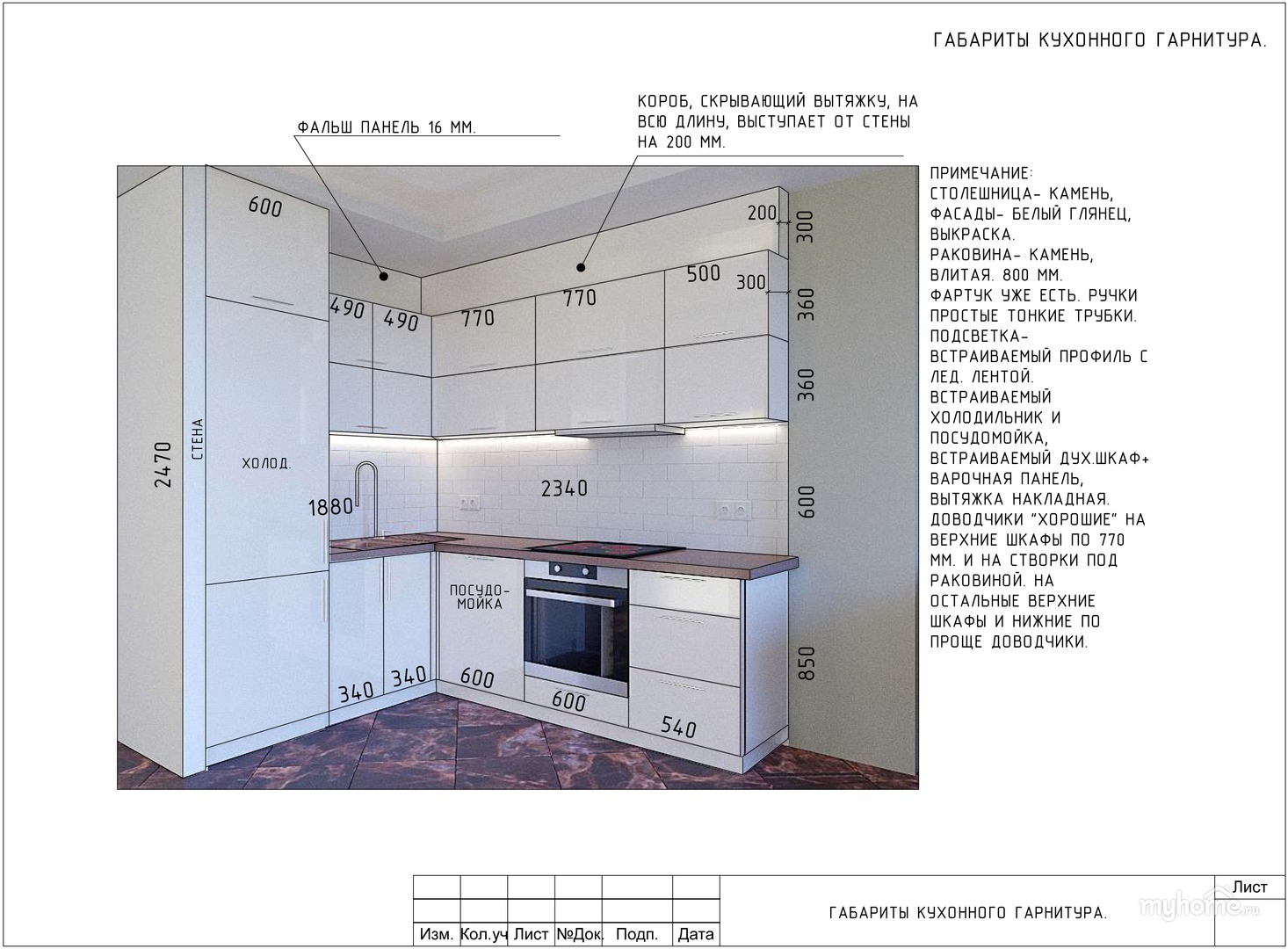 Размер кухонного шкафа для вытяжки