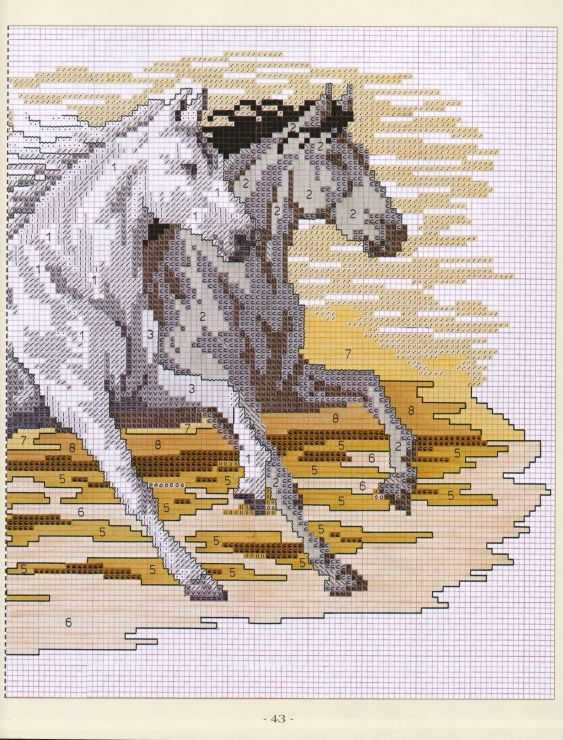 Вышивка крестом лошади: схемы и наборы, бесплатные, пони бегущие по воде, риолис для девушек.