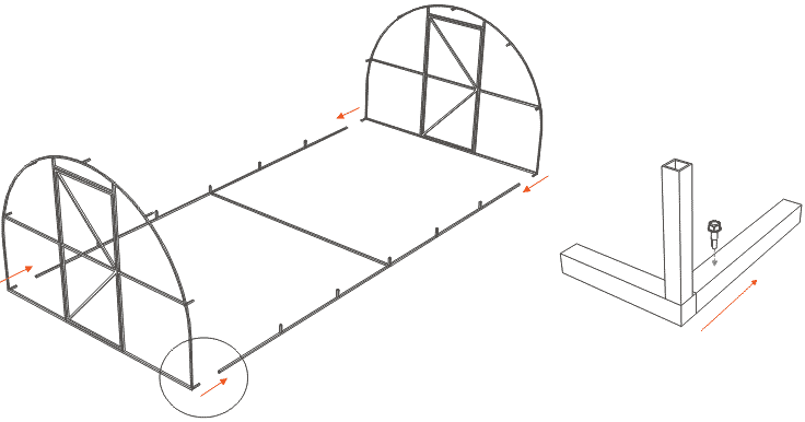 Схема сборки теплицы из поликарбоната 3 на 8