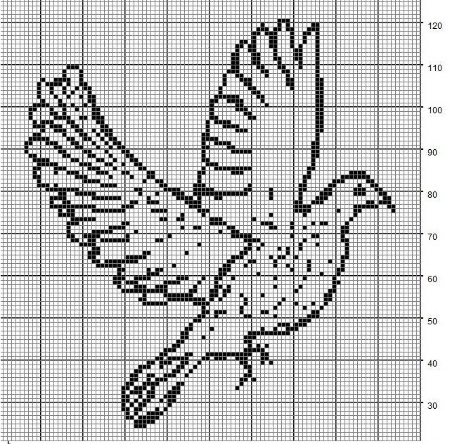 Вышивка птицы крестом в схемах