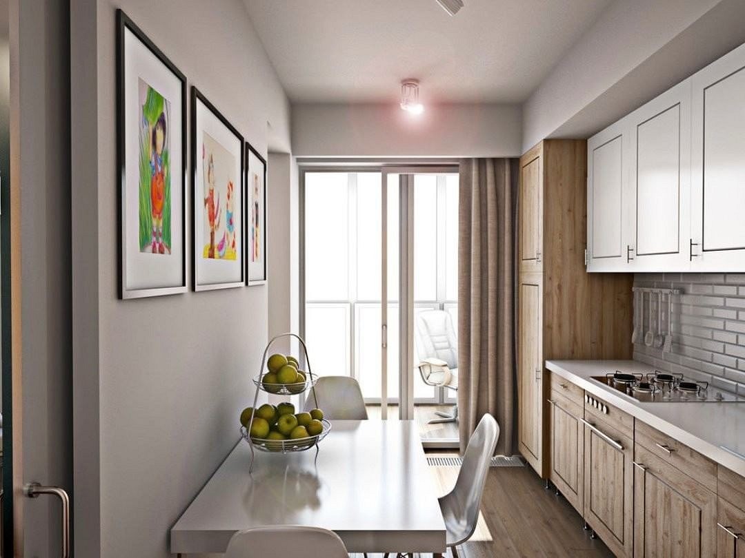 Интерьер кухни в квартире 9м с балконом реальные фото