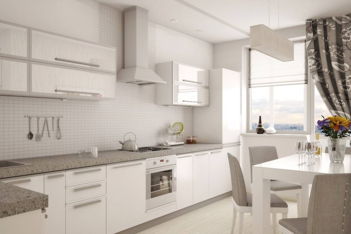 Белая кухня: дизайн и планировка с фото реальных интерьеров
