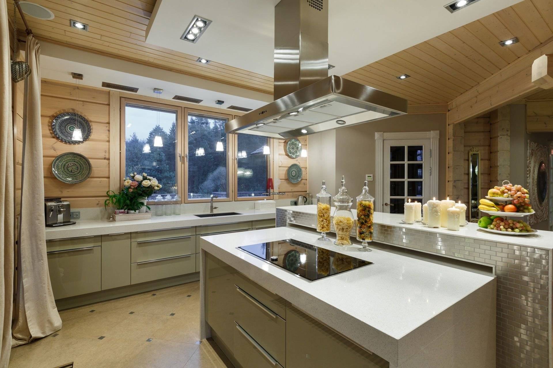 Дизайн кухни в деревянном доме - 40 фото красивых решений