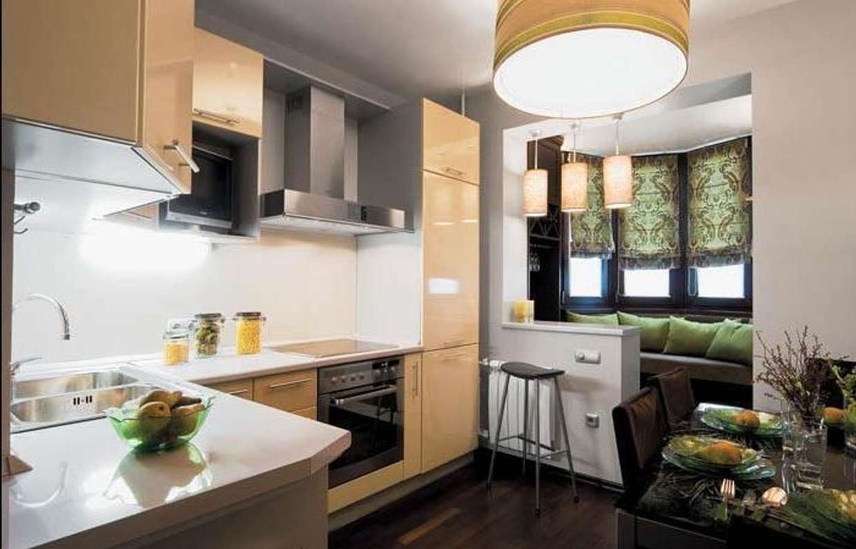 Кухня совмещенная с балконом: фото дизайна, ремонт и отделка, выбор штор, различные идеи