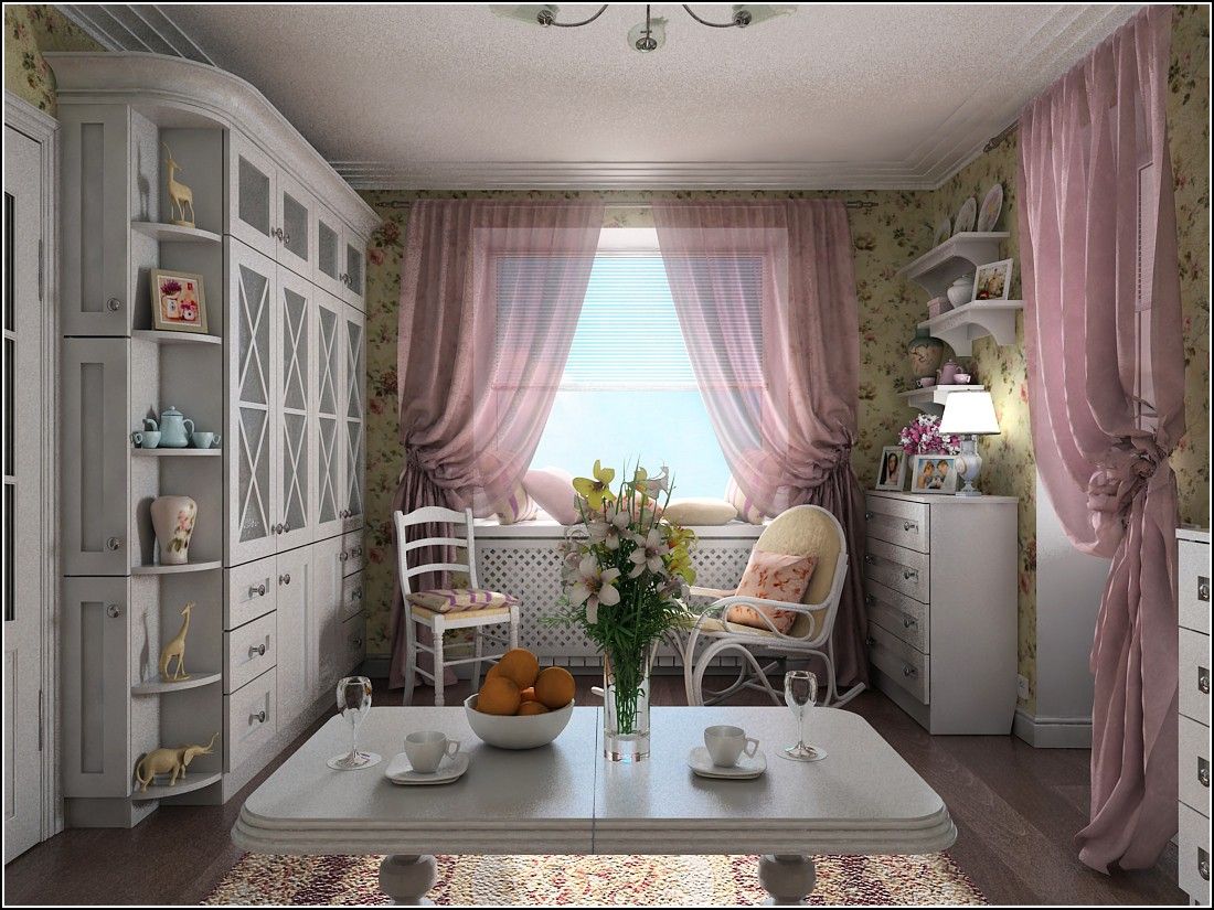 маленькая комната в стиле прованс с диваном