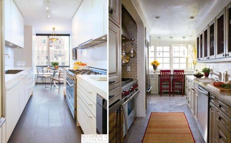 Дизайн узкой кухни: 100 фото интерьера длинной кухни