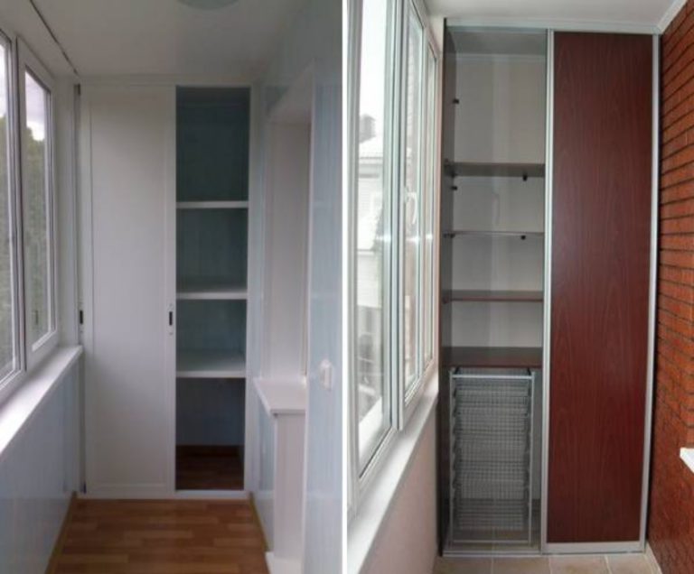 Дизайн лоджии 6 метров с встроенными шкафами и отделкой фото