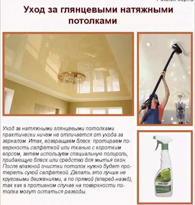 Чем мыть натяжные глянцевые потолки без разводов: рекомендации, составы, хитрости