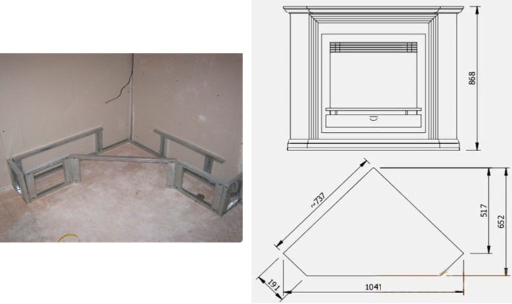 чертеж фальш камина углового