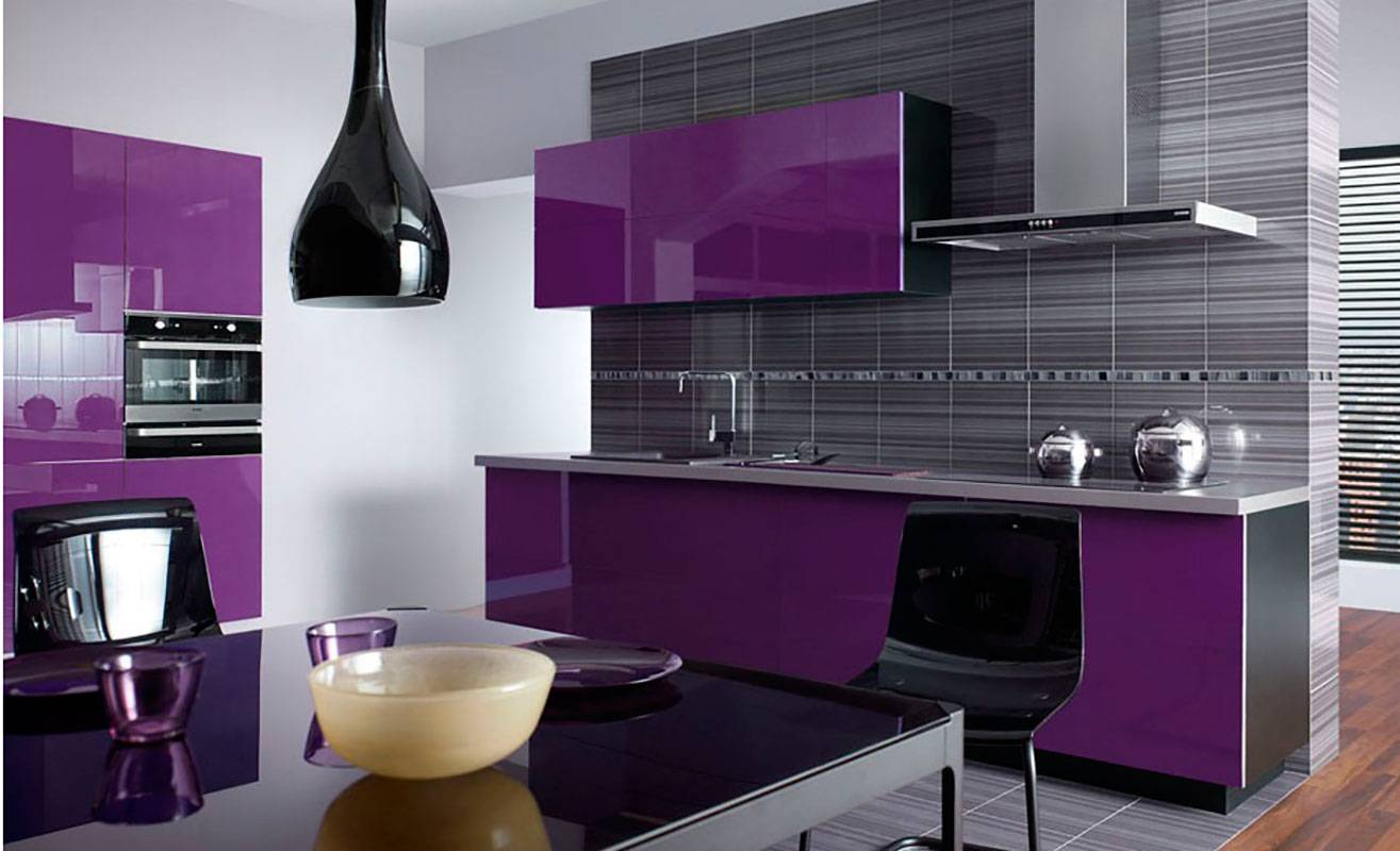 Создание интерьера фиолетовой кухни