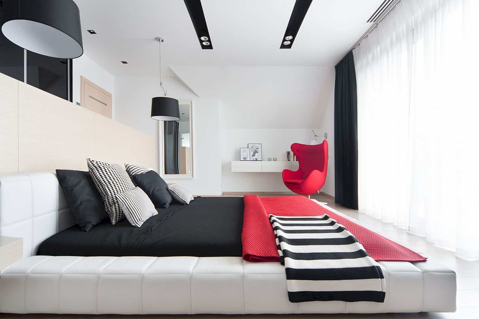 Черно-белая спальня - 125 фото лучших идей дизайна спальни