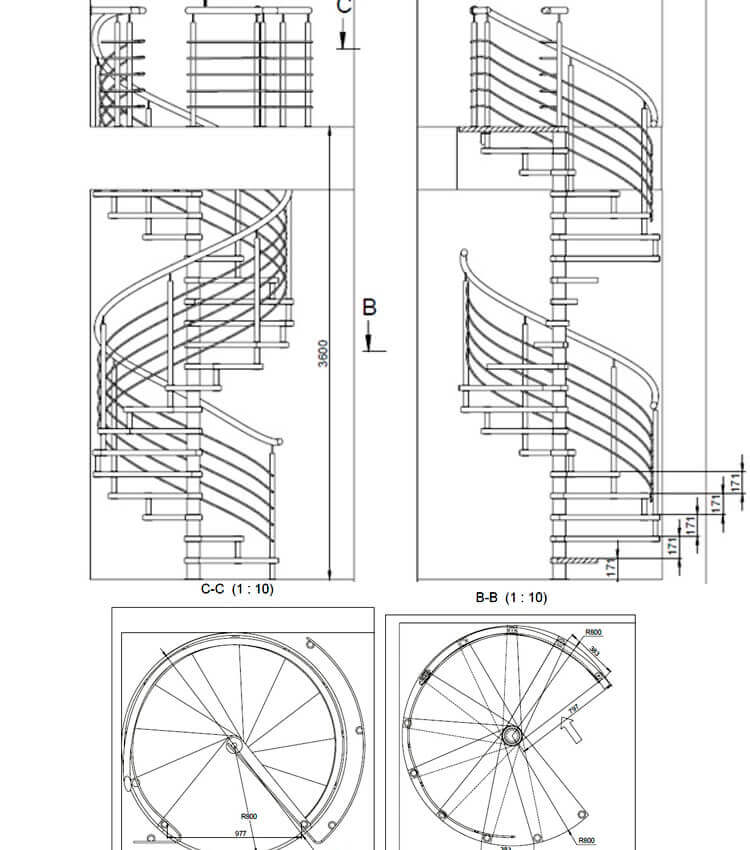 Винтовая лестница размеры чертежи
