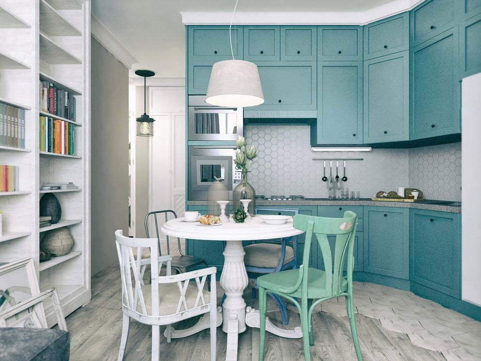 Бирюзовый цвет в интерьере кухни - 84 фото новинки нежного дизайна