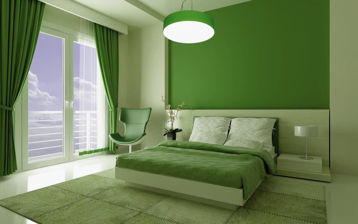 Спальня в зелёных тонах – как обустроить райский уголок
