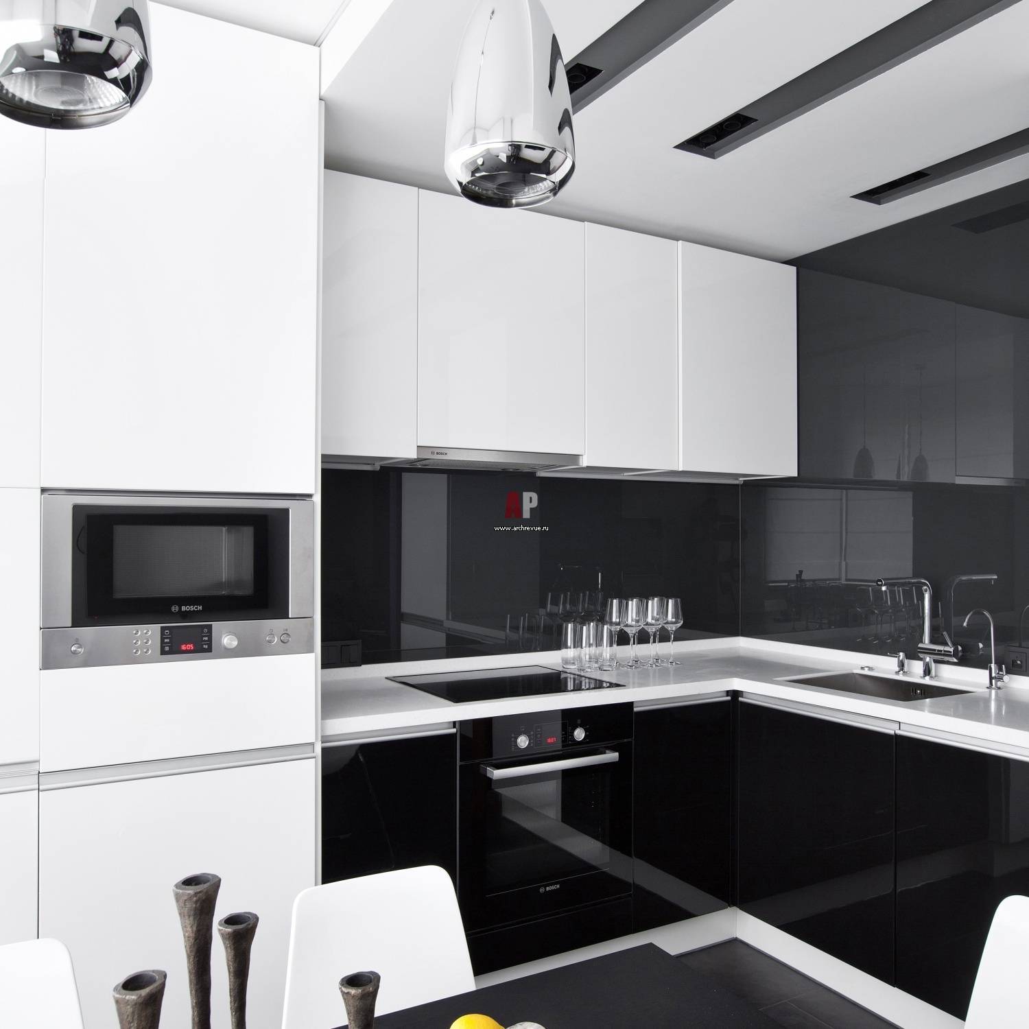 Дизайн черно-белой кухни: советы и примеры по оформлению
