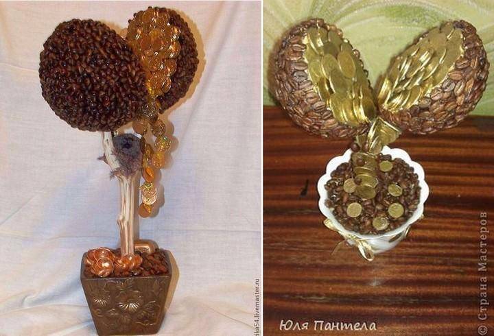 Топиарии из монет: своими руками пошаговое фото, из кофе денежное дерево, мастер класс, как сделать кофейный
