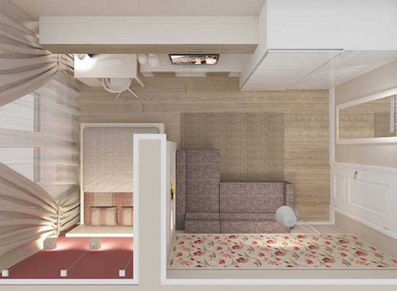 Дизайн комнаты гостиной-спальни 17 кв. м.: 50 фото, зонирование интерьера