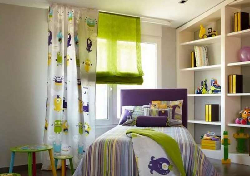 Римские или рулонные шторы в детской комнате (24 фото) - современные варианты