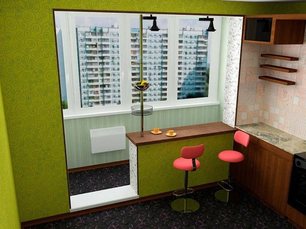 Совмещенная кухня с балконом: объединение лоджии с кухней, как соединить, фото