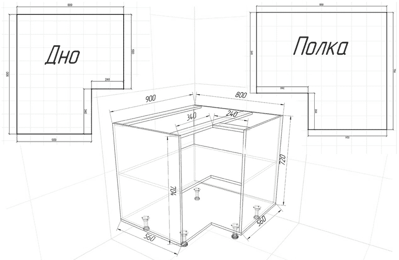 Кухонная тумба чертеж