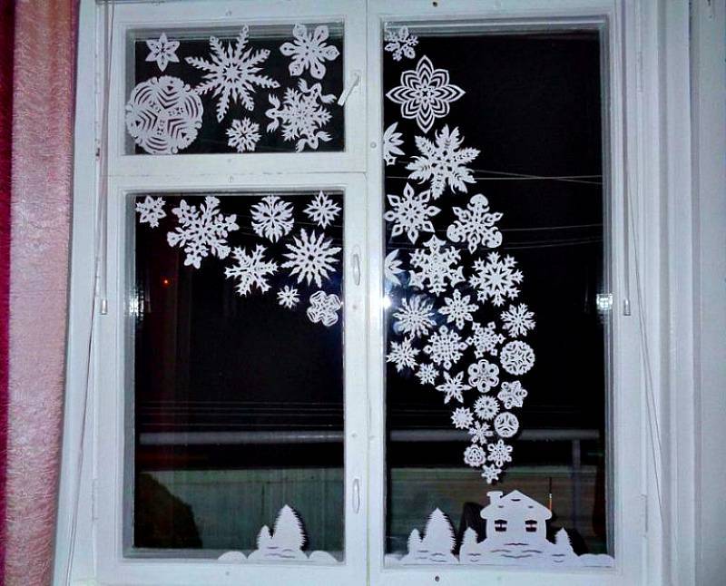 Как украсить окно на новый год: шаблоны