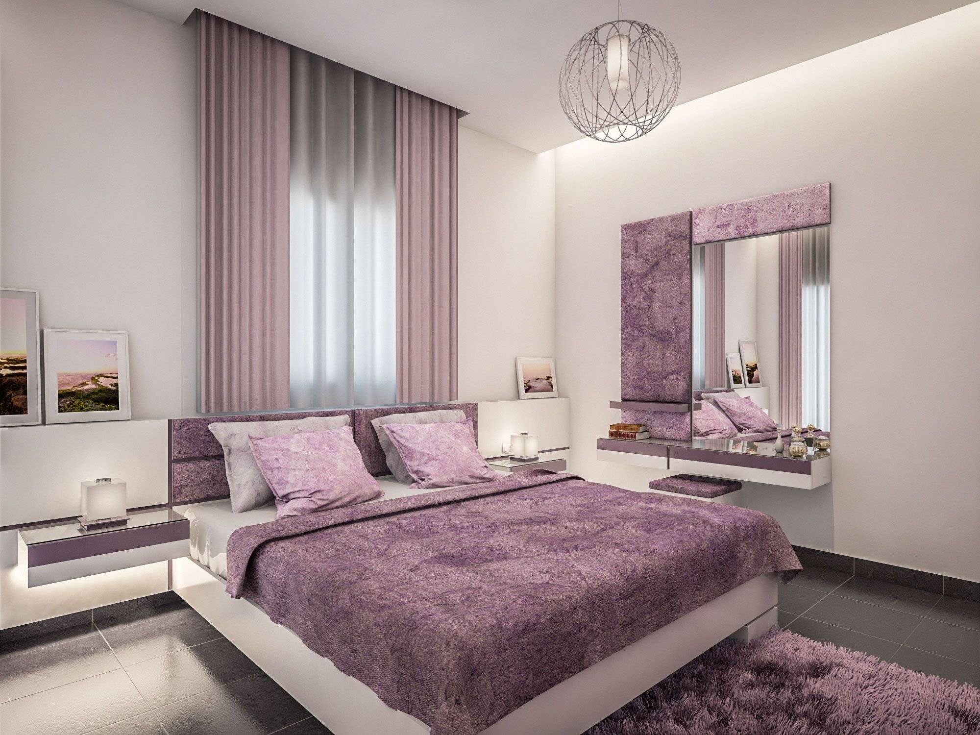 Сиреневая спальня (72 фото): идеи дизайна интерьера спальни в сиренево-розовых тонах и с разными оттенками