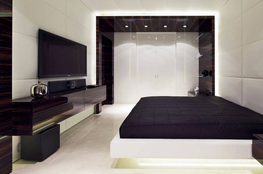 Спальня в стиле хай тек – строгий и красивый дизайн на 86 фото