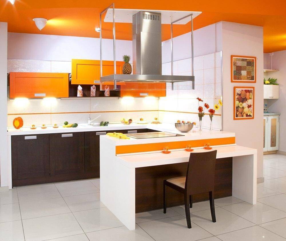 Оранжевый цвет в интерьере кухни - фото, примеры, сочетания