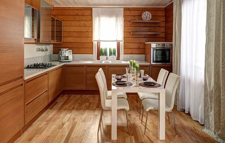 Кухня в деревянном доме — отделка, оформление, фото дизайна