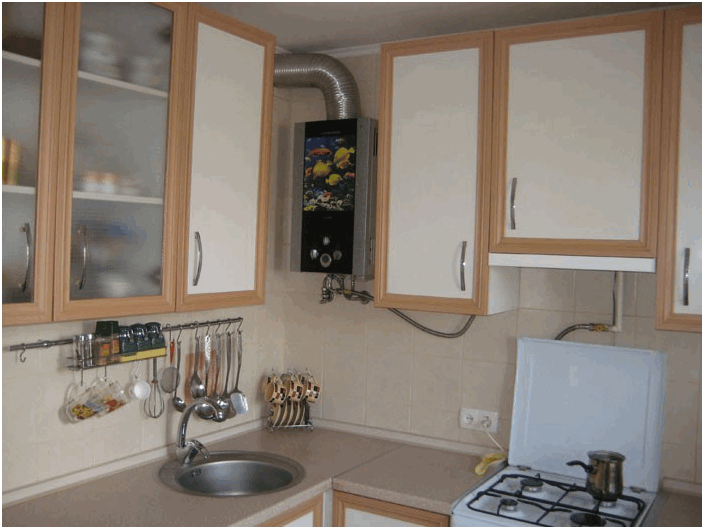 Фото газовые колонки в интерьере кухни