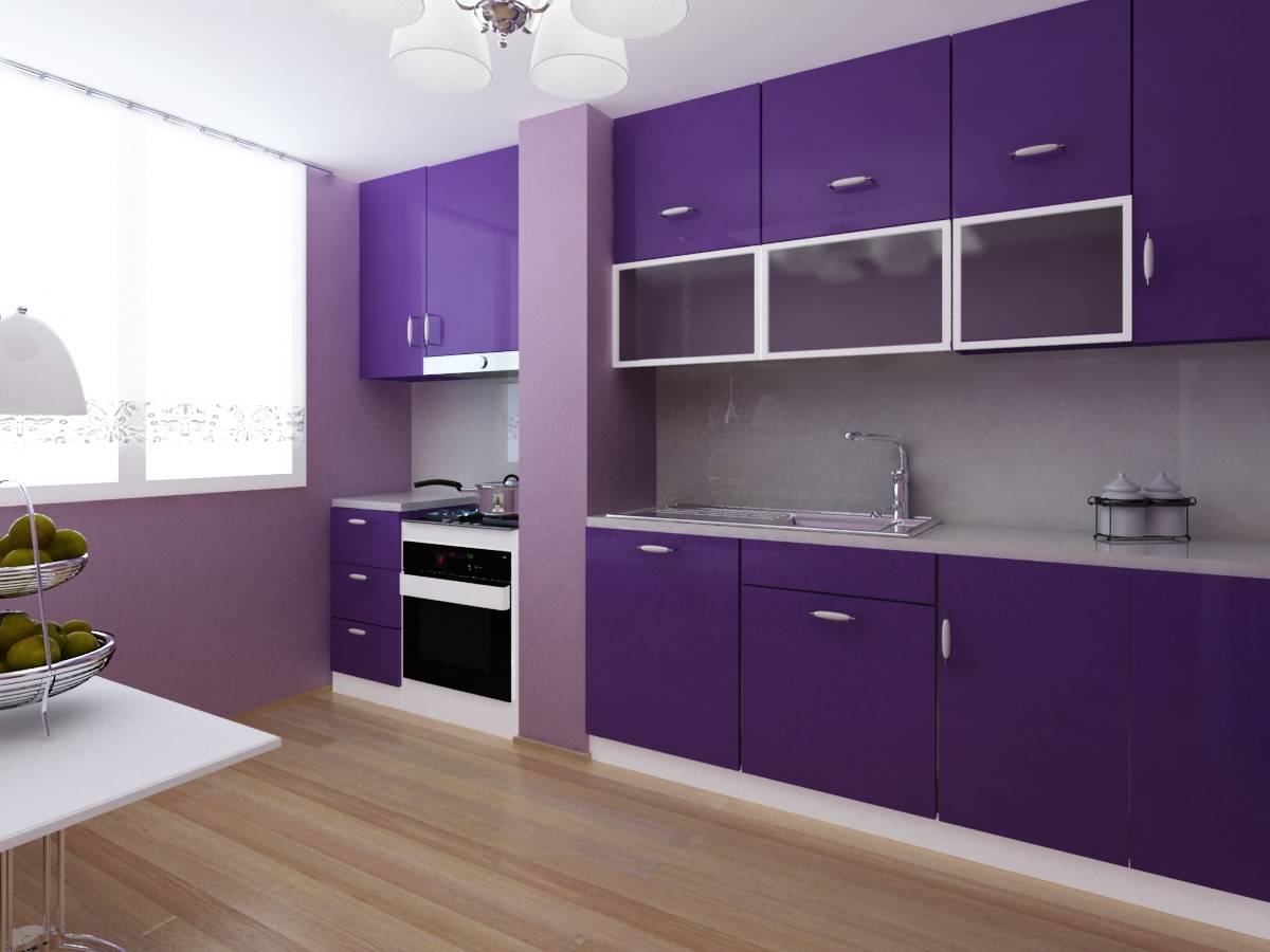 Кухонный гарнитур лилового цвета фото