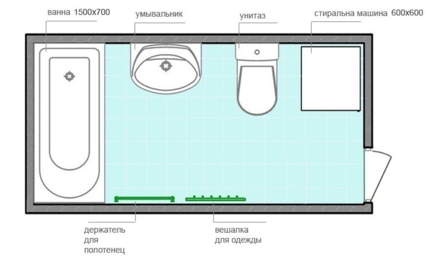 Ванная с двумя входами комната