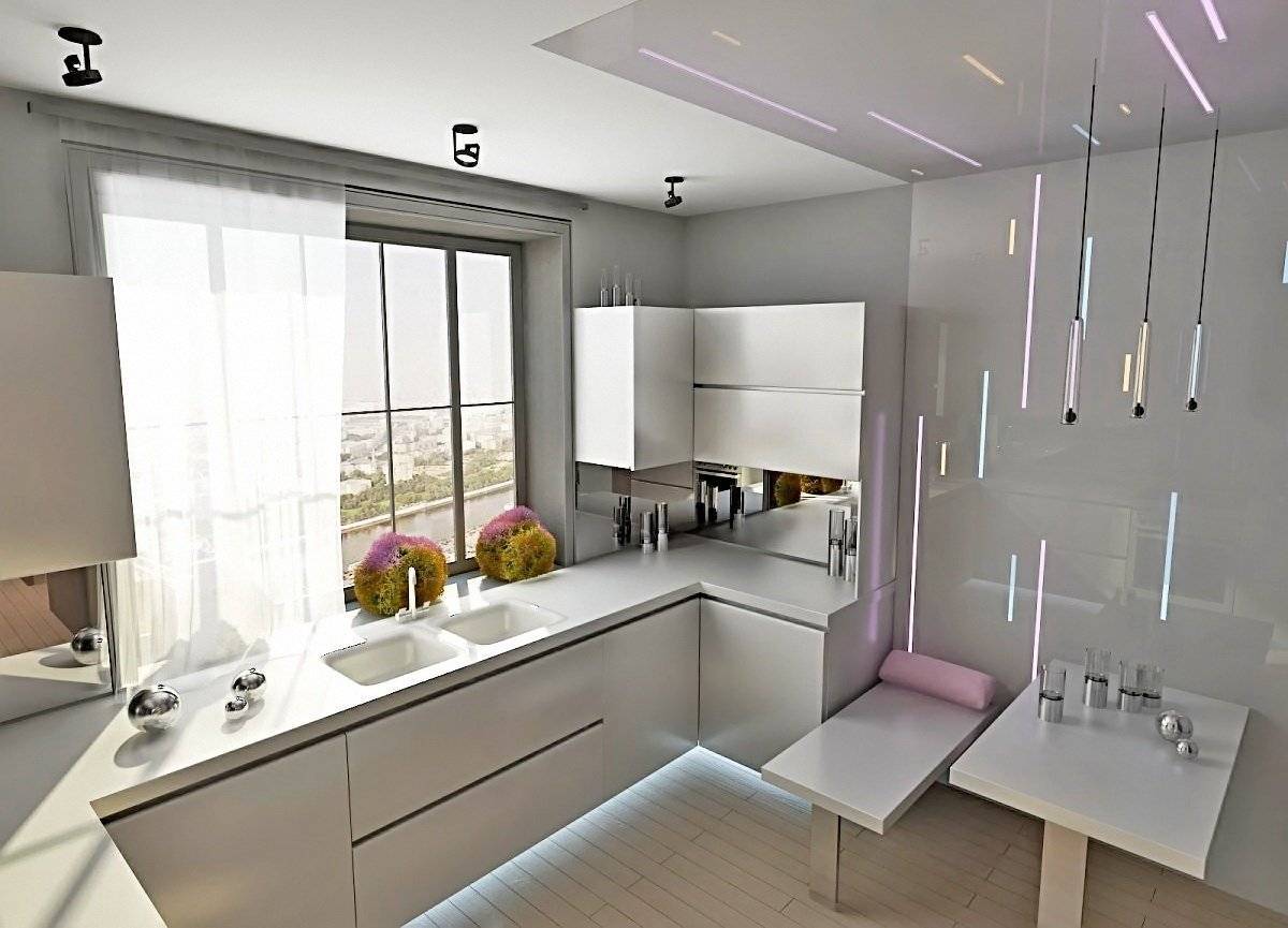 Кухня-гостиная 50-60 кв. м.: дизайн интерьера, 55 фото интерьеров