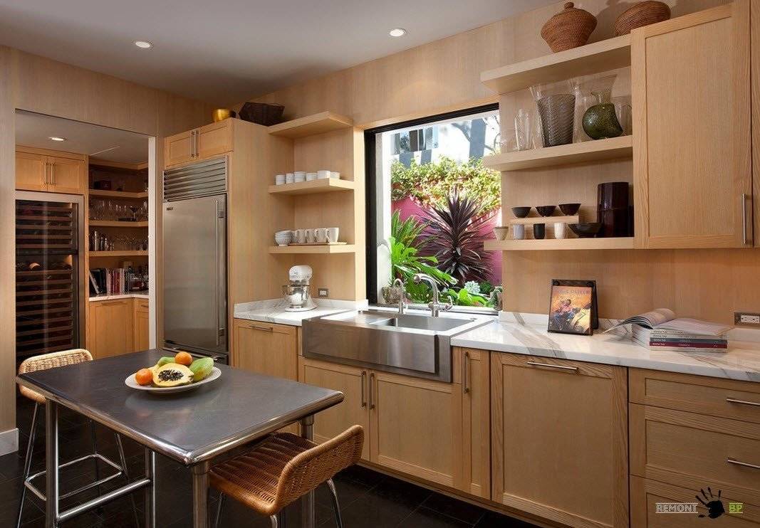 Дизайн кухни без верхних шкафов в 126 реальных фото