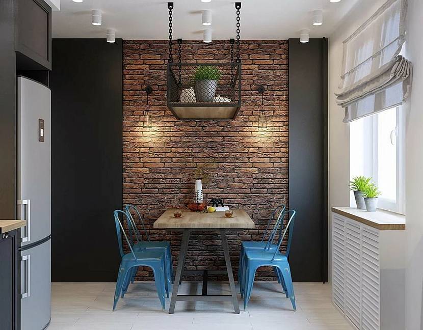 Кирпичная стена на кухне: отделка декоративным кирпичом кухонного интерьера