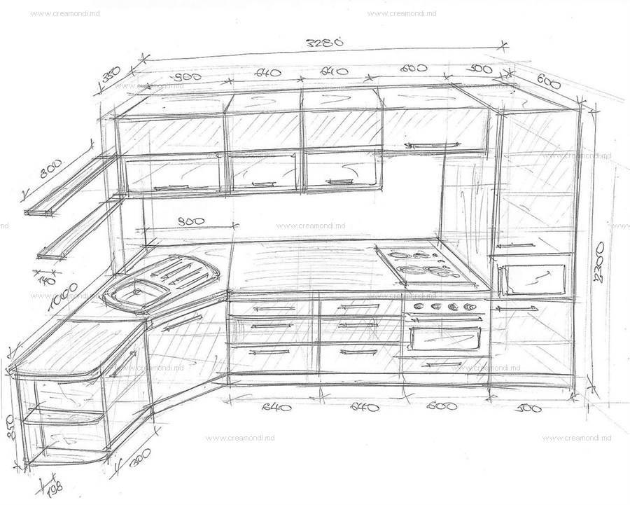 Эскиз кухни чертеж