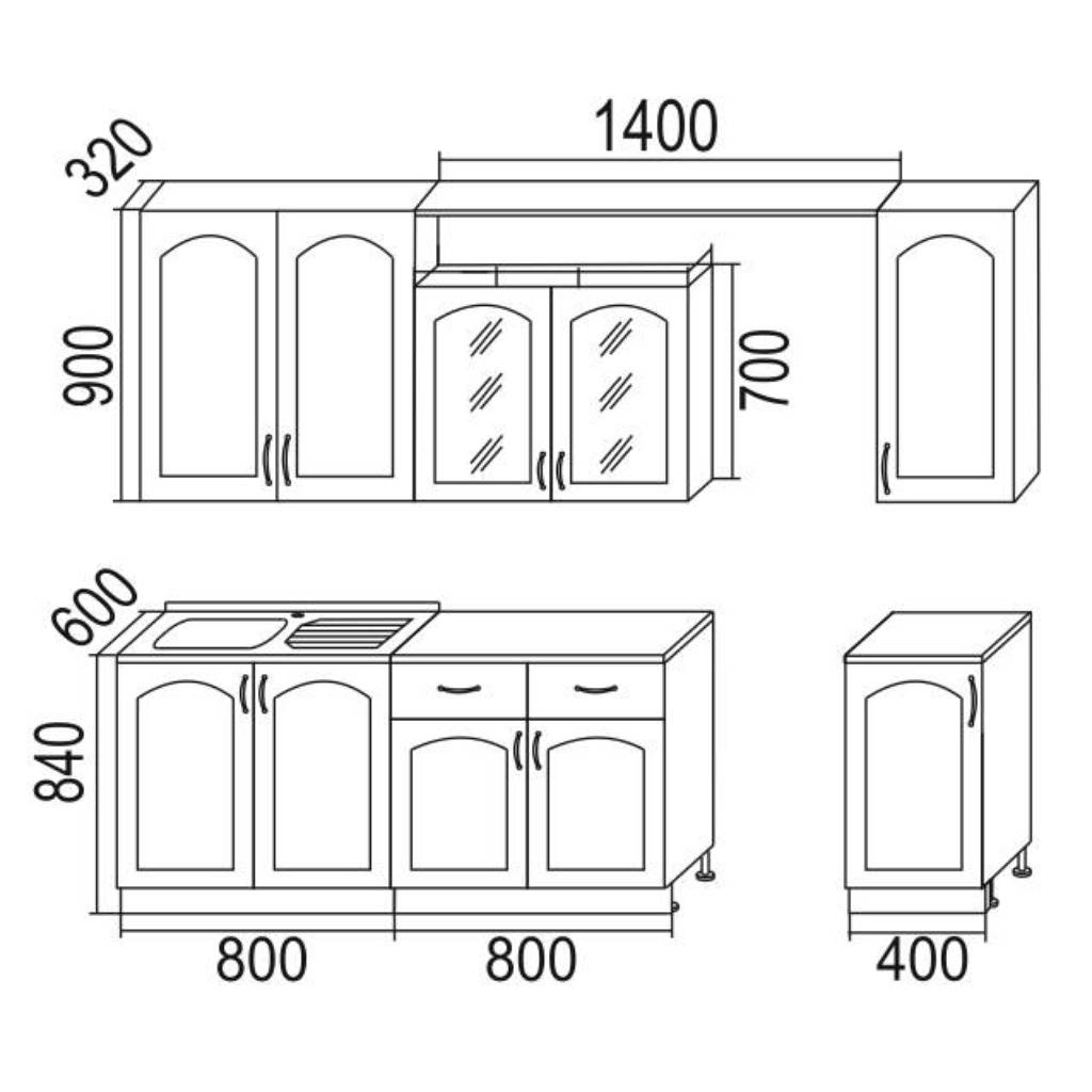 Размеры кухонного гарнитура: стандартные габариты кухонных шкафчиков