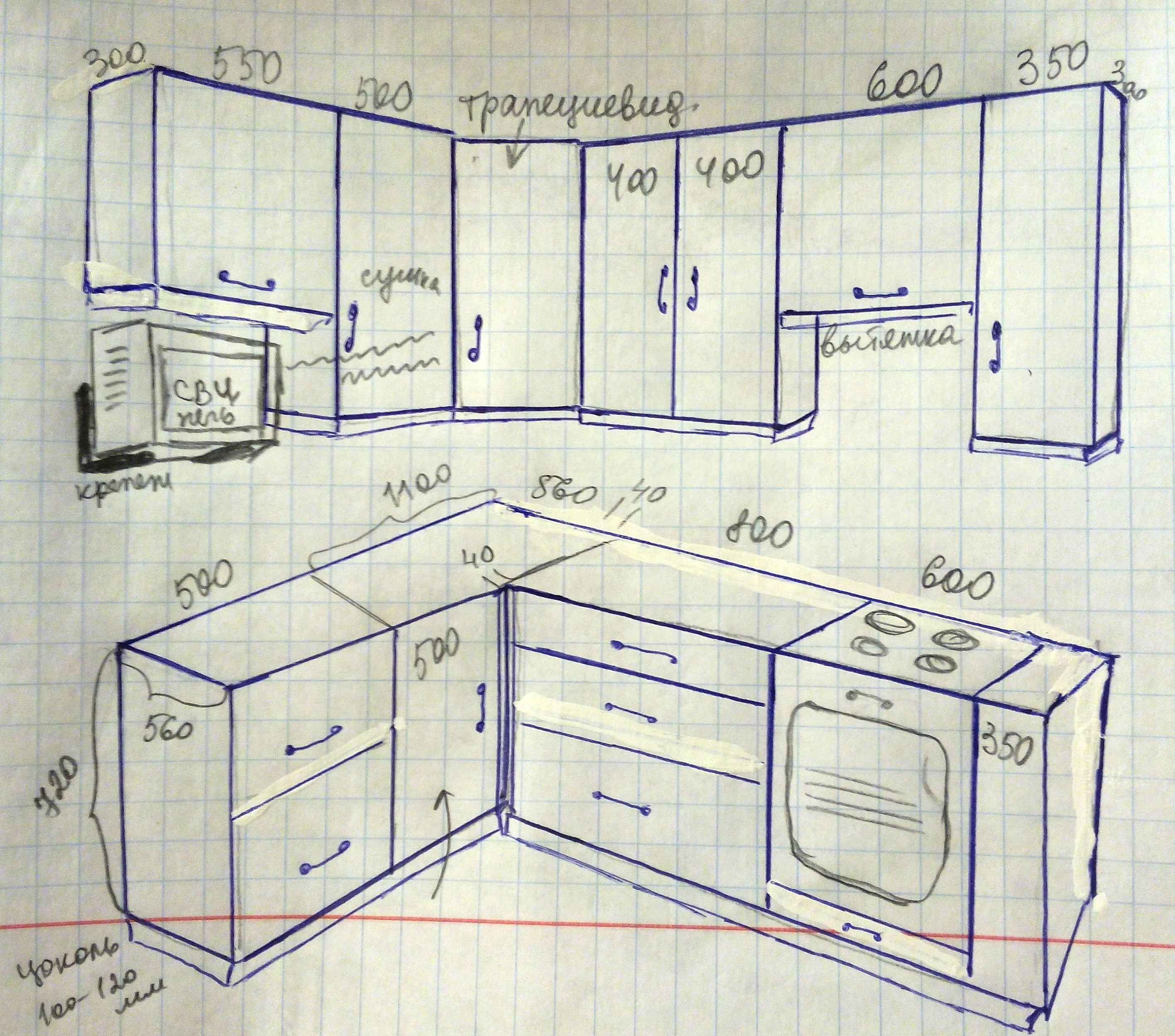 Кухонные гарнитуры угловые с размерами шкафов