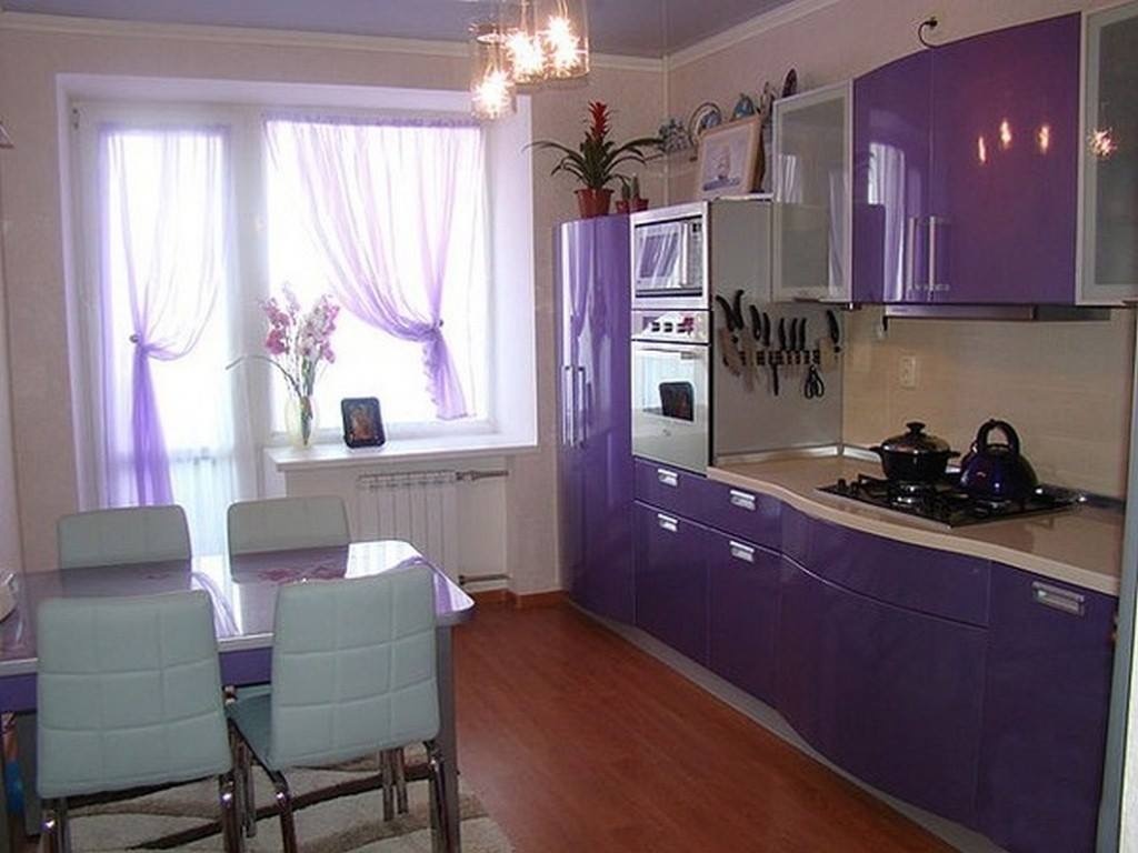 Фиолетовая кухня: дизайн гарнитура, отделка помещения, фото в интерьере