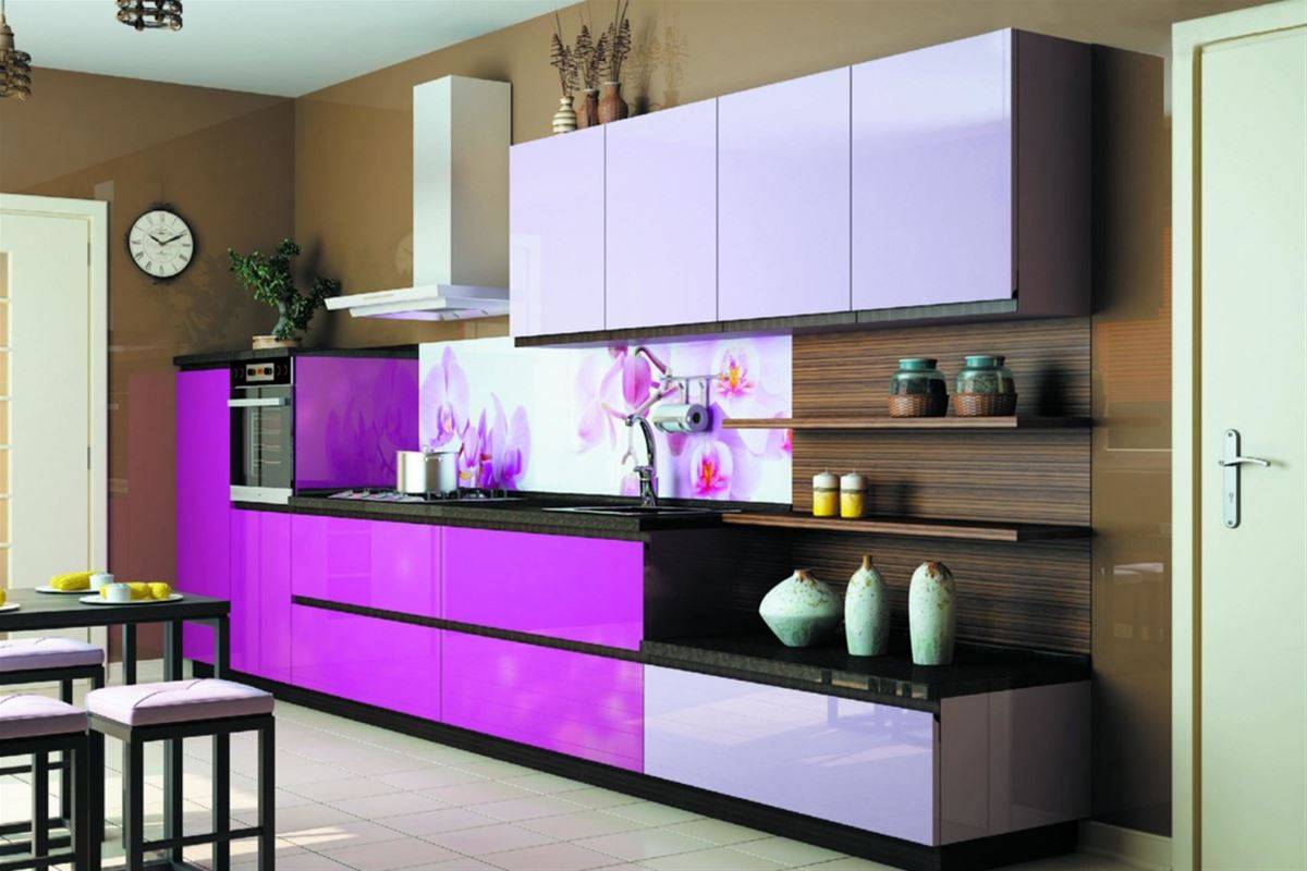 Дизайн фиолетовой кухни: фото реальных интерьеров кухни