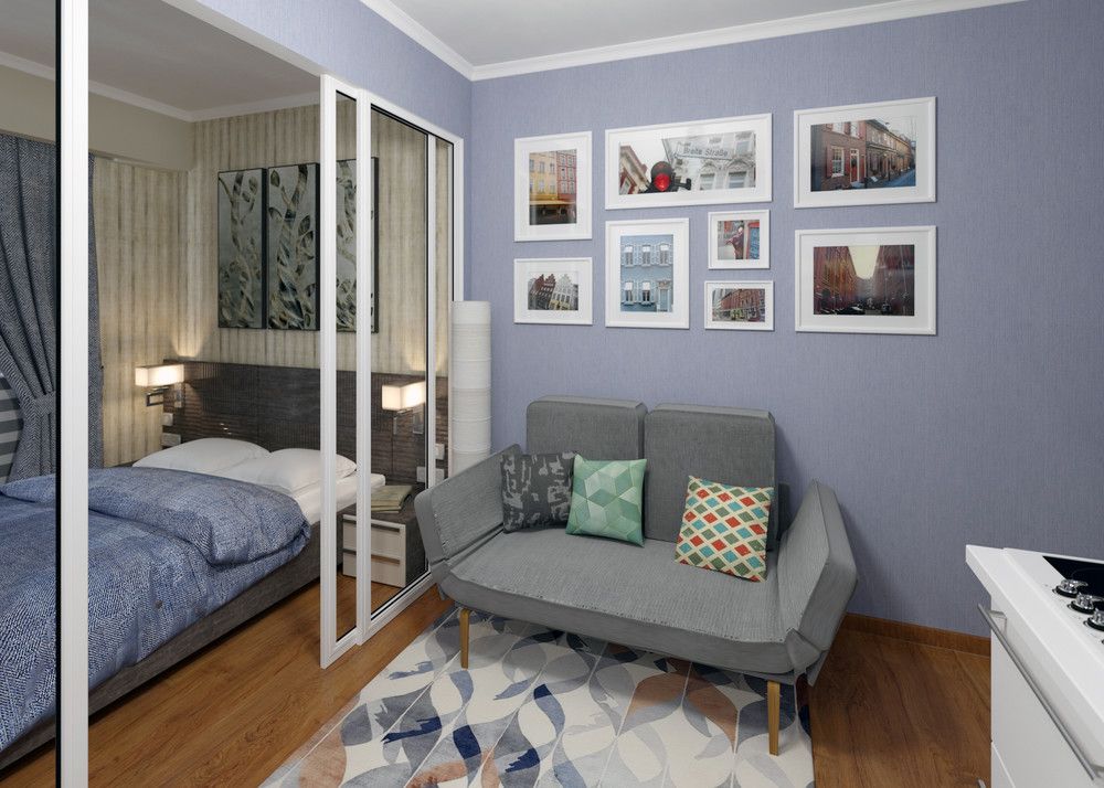 Дизайн 1 комнатной квартиры 40 кв м фото с выделенным спальным