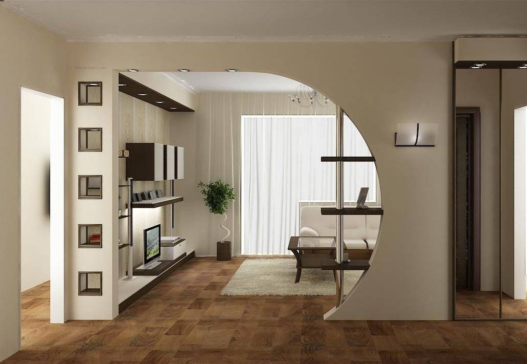 Перегородка из гипсокартона для зонирования комнаты: фото разделения пространства
