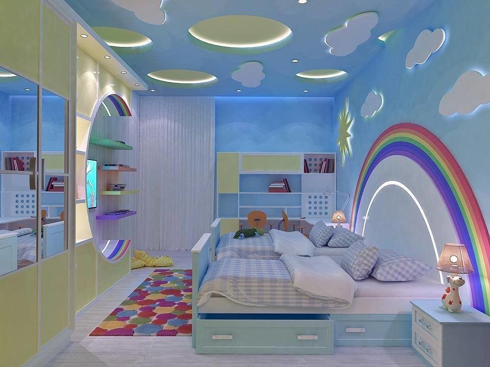 Дизайн потолков из гипсокартона в детской комнате